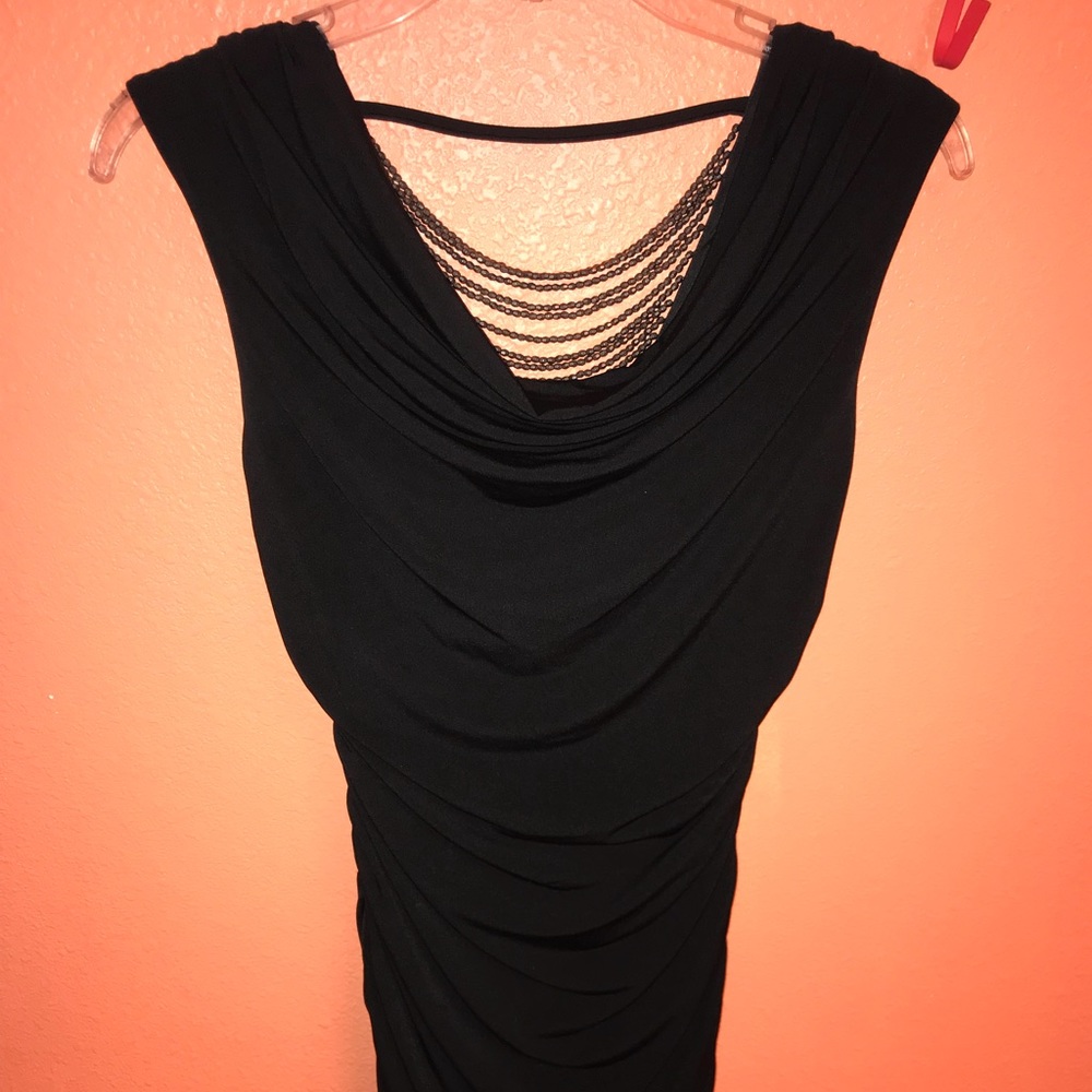 Black homecoming dress with jewels strung on back